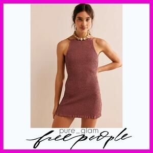 Free People mini dress smocked textured bodice